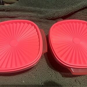 Tupperware Pink Round Square Food Storage Containers - Set of 2
